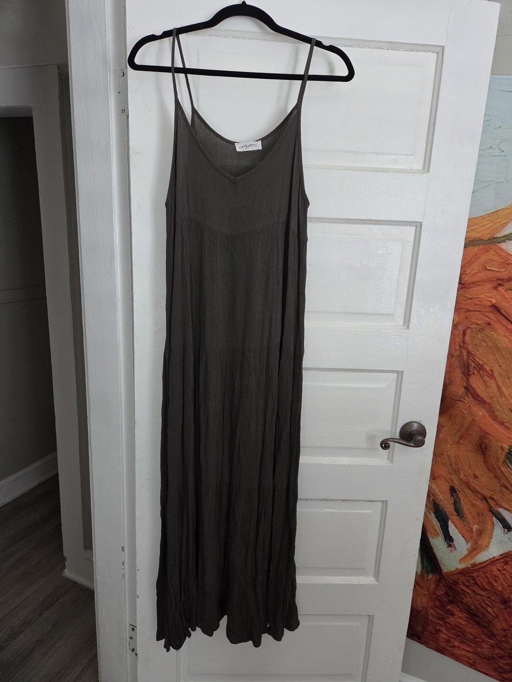 Carly Jean Los Angeles Olive Green Slip Maxi Dress